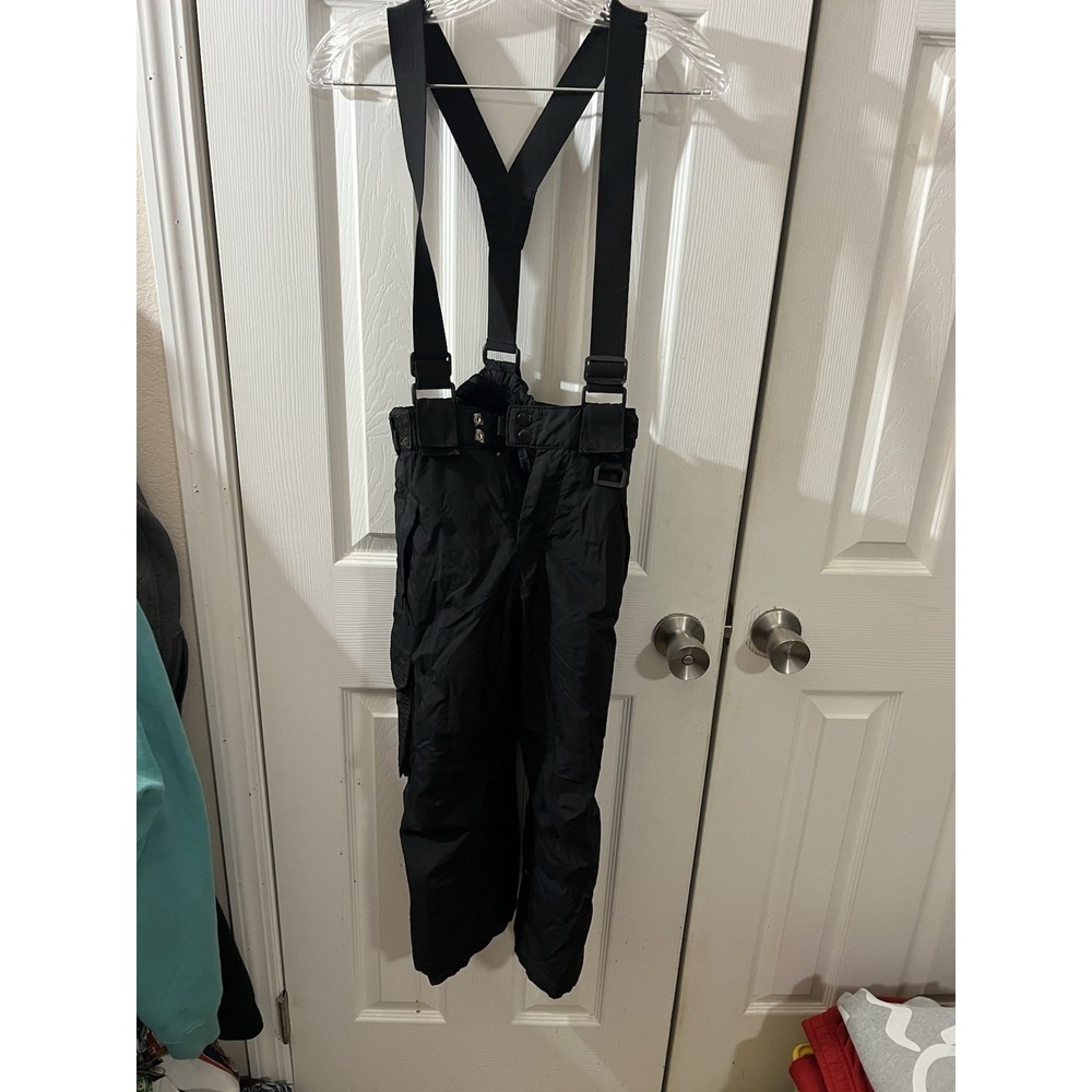 Sport Essentials Snow Pants Kid Youth Bib Ski Zip Front Suspenders Black Size 8‎